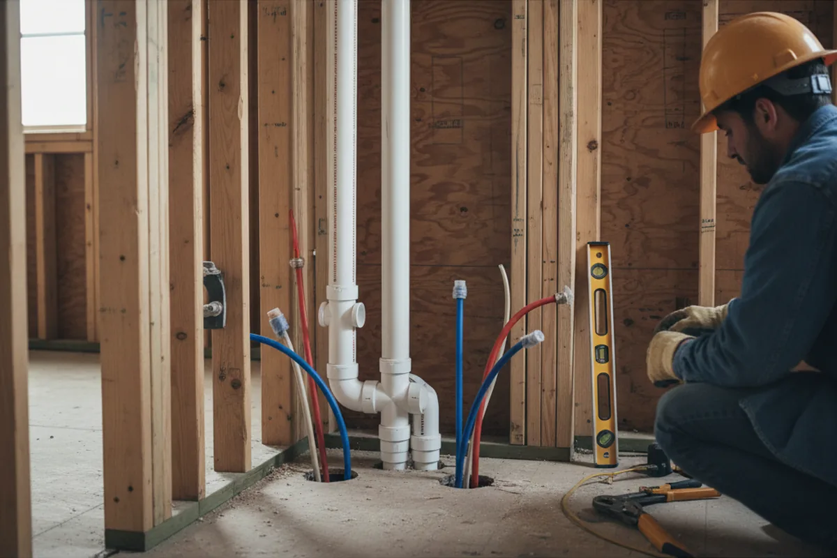 Drain and supply rough-in during Drain Cleaning in Bandera